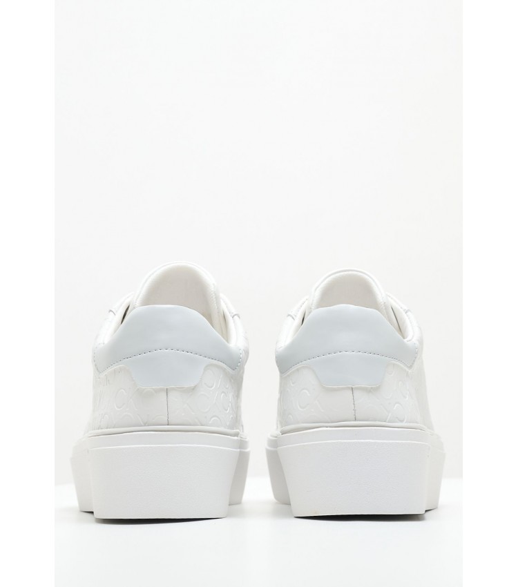 Women Casual Shoes Laceup.Monomix White Leather Calvin Klein