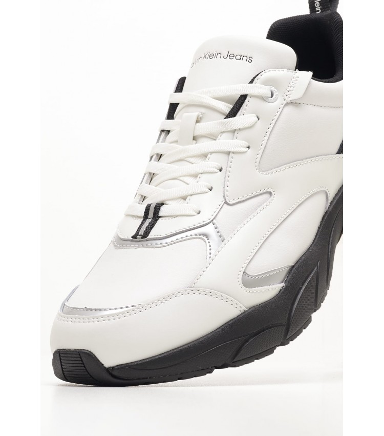 Ανδρικά Παπούτσια Casual Low.Tennis Άσπρο Δέρμα Calvin Klein