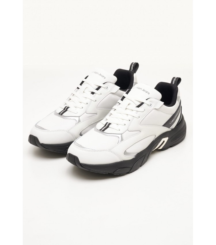 Men Casual Shoes Low.Tennis White Leather Calvin Klein