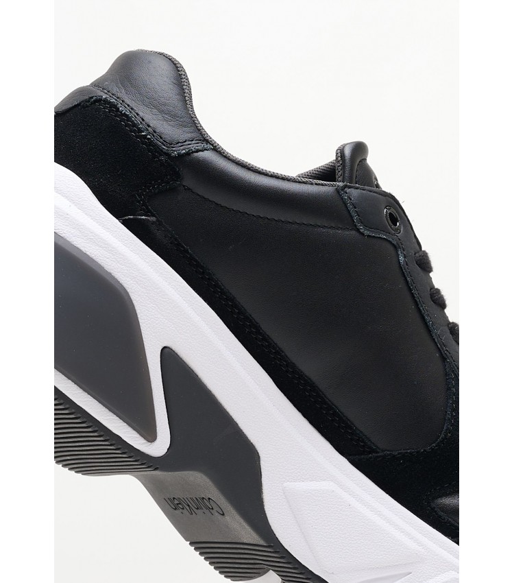 Men Casual Shoes Lowtop Black Leather Calvin Klein