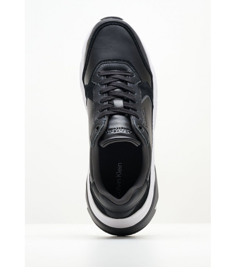 Men Casual Shoes Lowtop Black Leather Calvin Klein