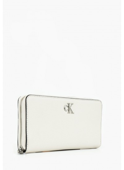 Γυναικεία Πορτοφόλια Minimal.Zip Μπεζ ECOleather Calvin Klein