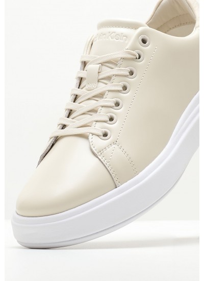 Women Casual Shoes Raised.Bt Beige Leather Calvin Klein