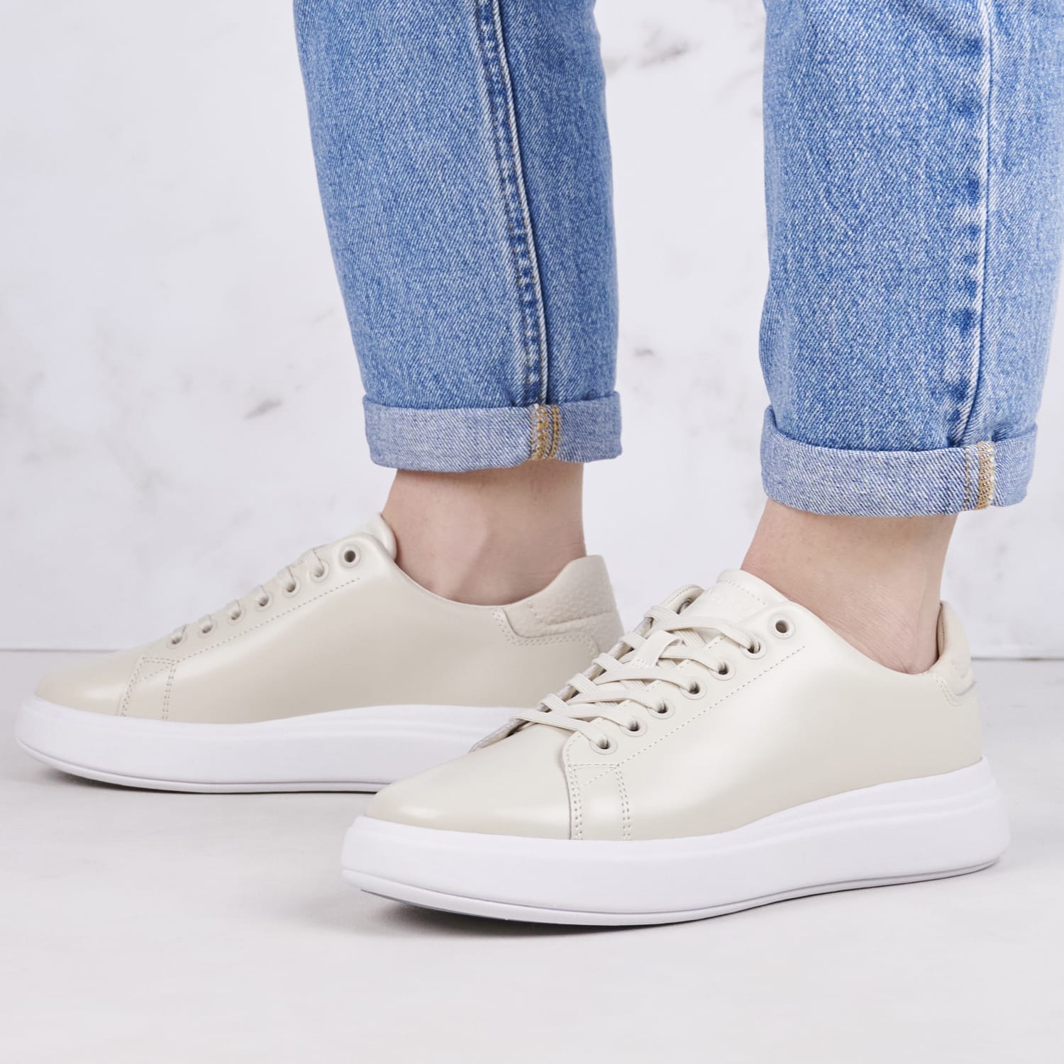 Γυναικεία Παπούτσια Casual Raised.Bt Μπεζ Δέρμα Calvin Klein