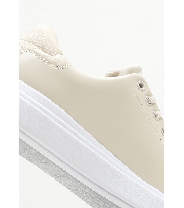 Women Casual Shoes Raised.Bt Beige Leather Calvin Klein