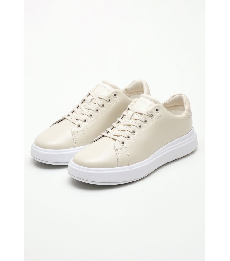 Women Casual Shoes Raised.Bt Beige Leather Calvin Klein