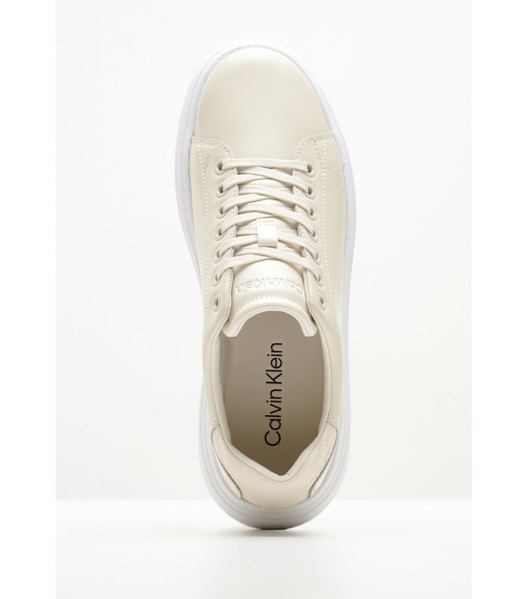 Women Casual Shoes Raised.Bt Beige Leather Calvin Klein