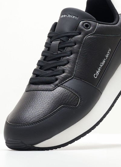Ανδρικά Παπούτσια Casual Retro.Sat Μαύρο Δέρμα Calvin Klein