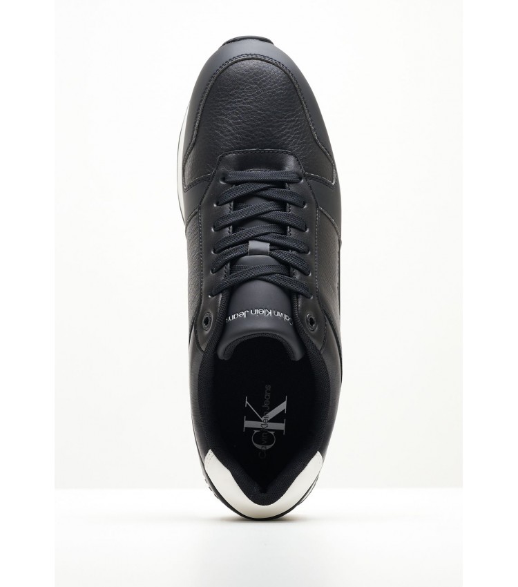 Men Casual Shoes Retro.Sat Black Leather Calvin Klein