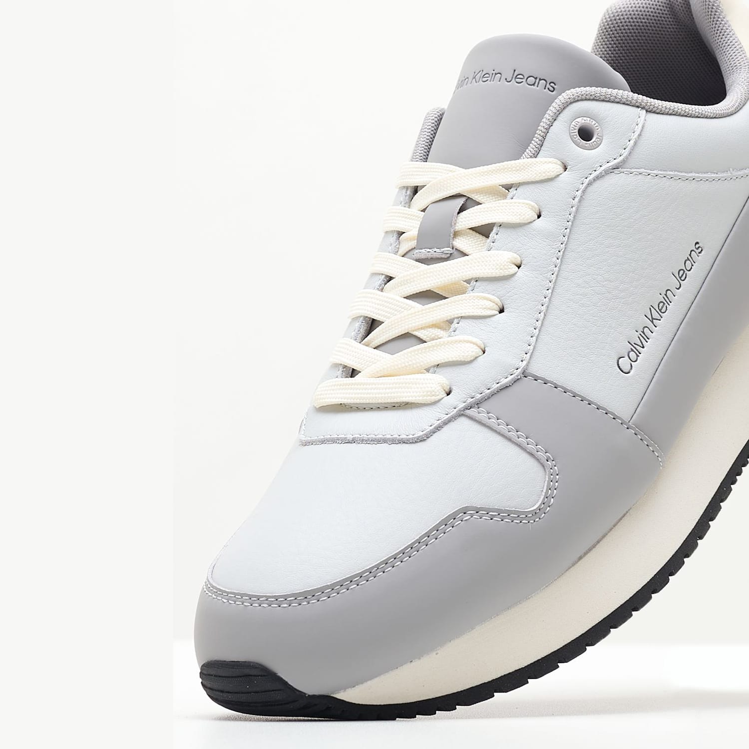 Ανδρικά Παπούτσια Casual Retro.Sat Γκρι Δέρμα Calvin Klein