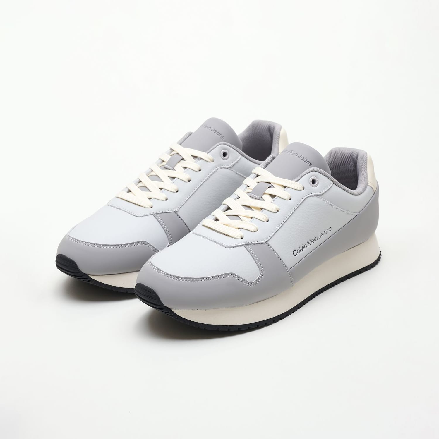 Ανδρικά Παπούτσια Casual Retro.Sat Γκρι Δέρμα Calvin Klein