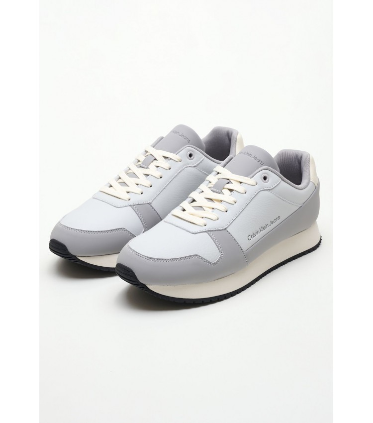 Men Casual Shoes Retro.Sat Grey Leather Calvin Klein