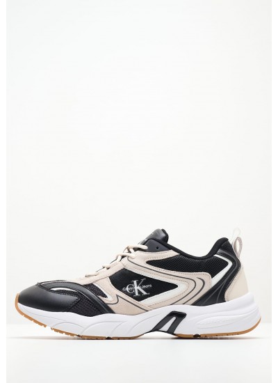 Ανδρικά Παπούτσια Casual Retro.Tennis Μαύρο Ύφασμα Calvin Klein