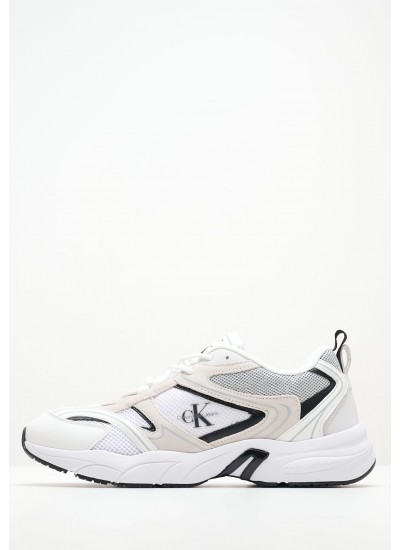 Men Casual Shoes Retro.Tennis White Fabric Calvin Klein