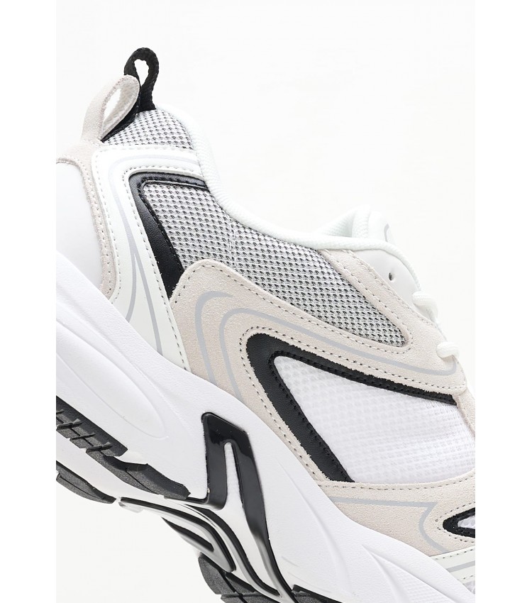 Ανδρικά Παπούτσια Casual Retro.Tennis Άσπρο Ύφασμα Calvin Klein