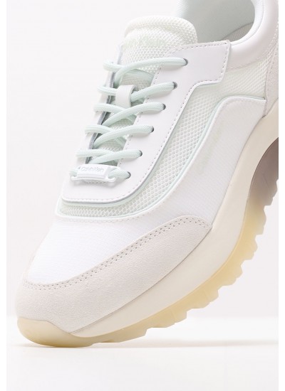 Women Casual Shoes Runner.Mesh White Fabric Calvin Klein