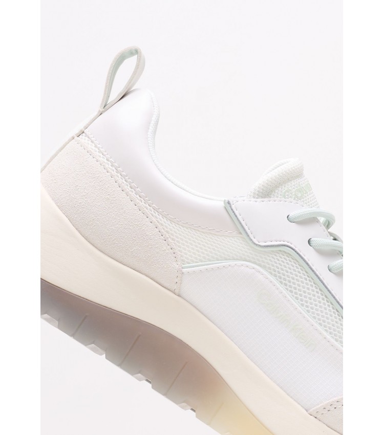 Women Casual Shoes Runner.Mesh White Fabric Calvin Klein