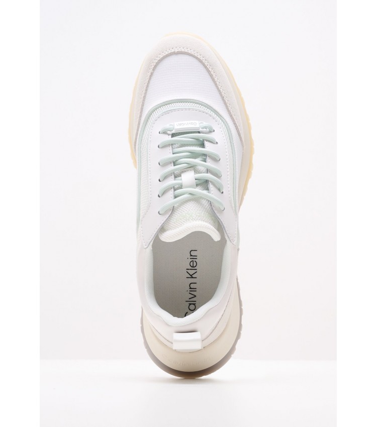 Women Casual Shoes Runner.Mesh White Fabric Calvin Klein