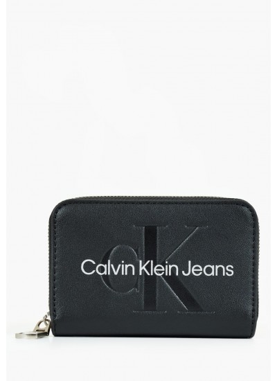 Γυναικεία Πορτοφόλια Sculpted.Med Μαύρο ECOleather Calvin Klein