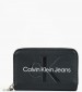 Women Wallets Sculpted.Med Black ECOleather Calvin Klein