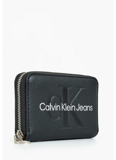 Γυναικεία Πορτοφόλια Sculpted.Med Μαύρο ECOleather Calvin Klein