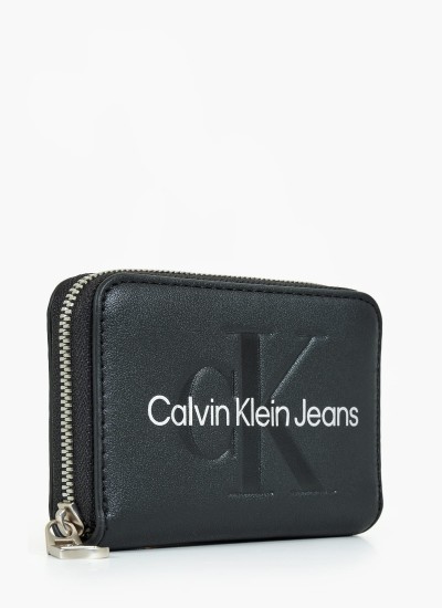 Γυναικεία Πορτοφόλια Sculpted.Med Μαύρο ECOleather Calvin Klein