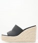 Women Platforms High Slide.Wedge Black Fabric Calvin Klein