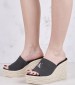 Women Platforms High Slide.Wedge Black Fabric Calvin Klein