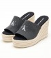 Women Platforms High Slide.Wedge Black Fabric Calvin Klein