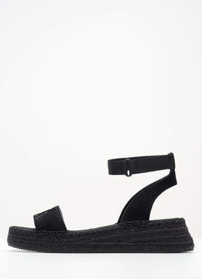 Women Espadrilles 4647 Black Suede Leather Mortoglou