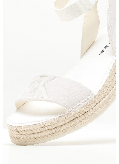 Women Espadrilles Sporty.Wedge White Buckskin Calvin Klein