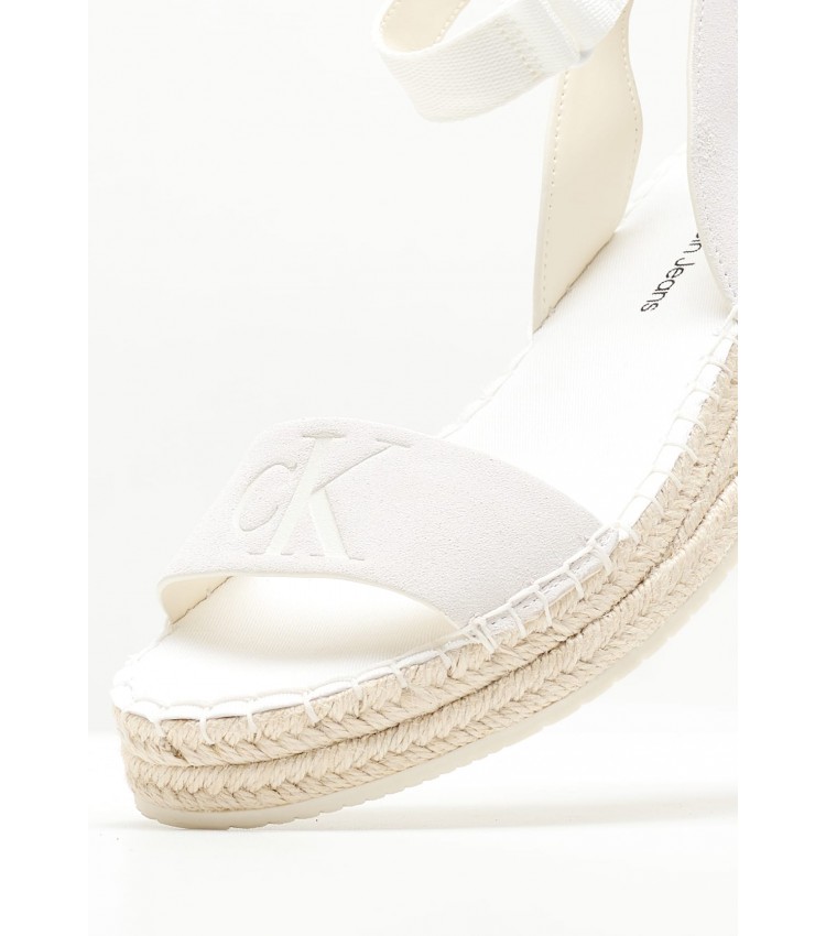 Women Espadrilles Sporty.Wedge White Buckskin Calvin Klein