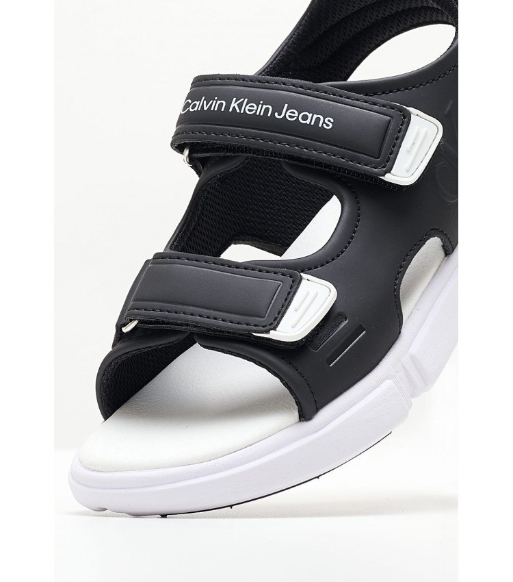 Παιδικές Σαγιονάρες & Πέδιλα Velcro.Sandal Μαύρο ECOleather Calvin Klein