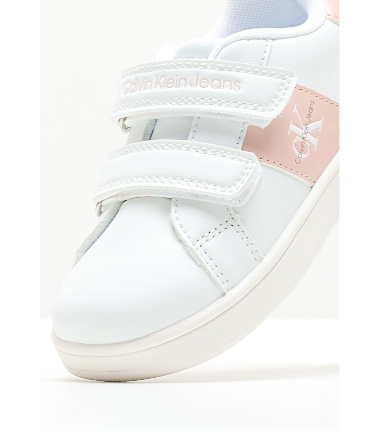 Παιδικά Παπούτσια Casual Velcro.Snkr Άσπρο ECOleather Calvin Klein
