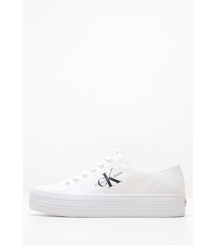 Women Casual Shoes Vulc.Flatform White Fabric Calvin Klein