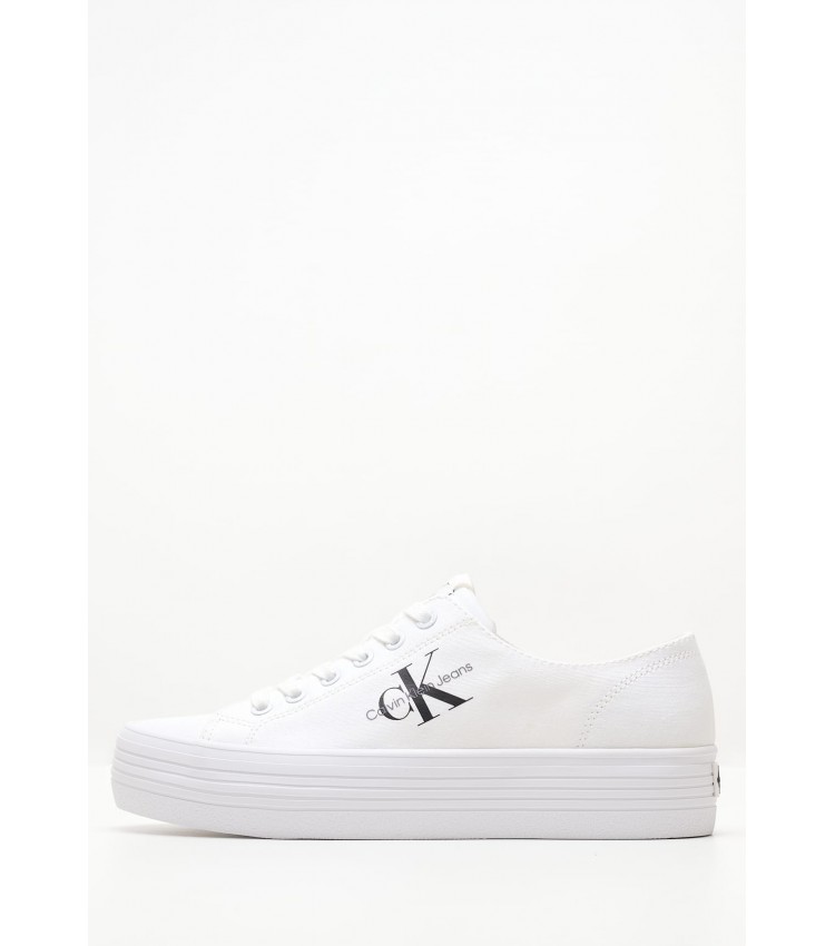 Γυναικεία Παπούτσια Casual Vulc.Flatform Άσπρο Ύφασμα Calvin Klein