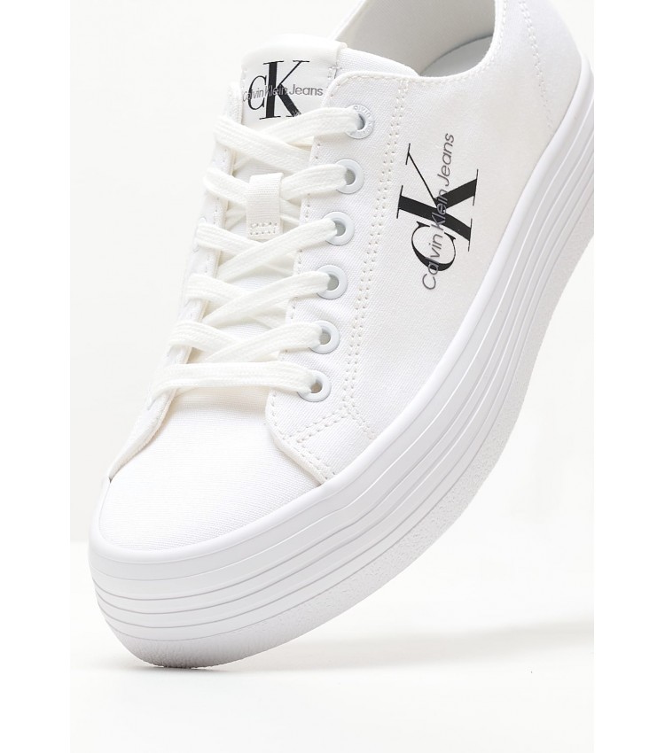 Women Casual Shoes Vulc.Flatform White Fabric Calvin Klein