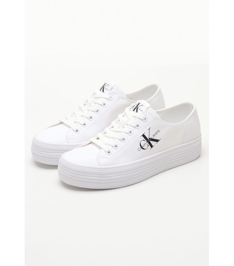 Women Casual Shoes Vulc.Flatform White Fabric Calvin Klein