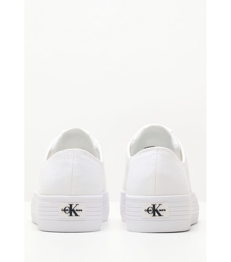 Women Casual Shoes Vulc.Flatform White Fabric Calvin Klein