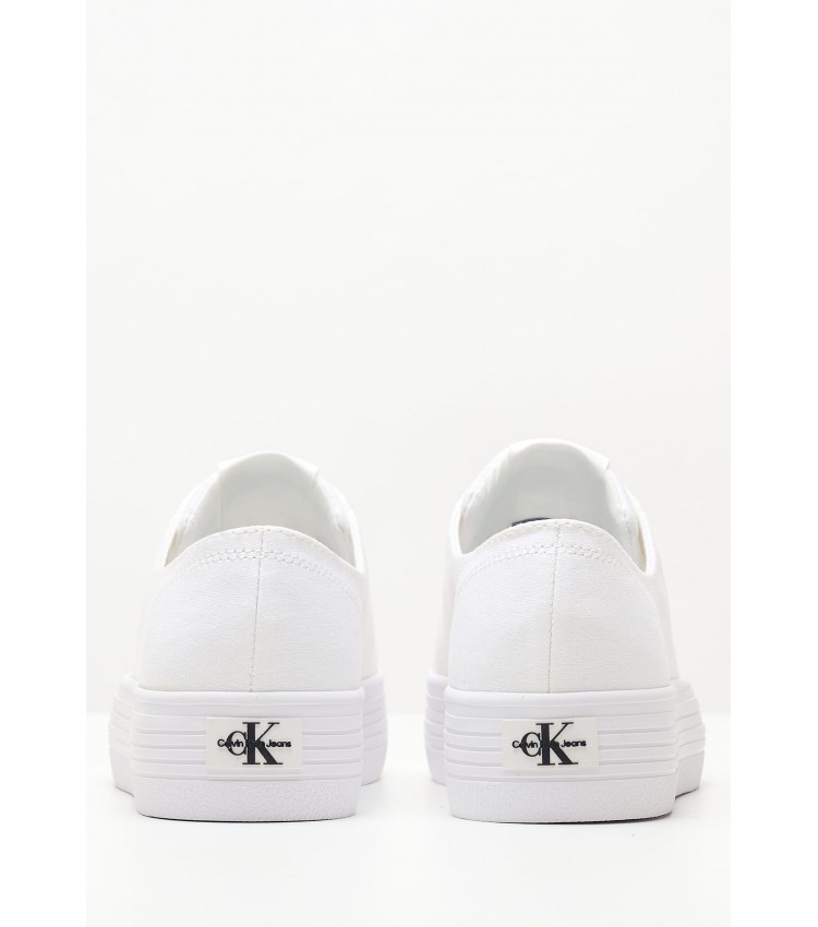 Γυναικεία Παπούτσια Casual Vulc.Flatform Άσπρο Ύφασμα Calvin Klein