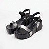 Women Platforms Low Wedge.Block Black ECOleather Calvin Klein Women Platforms Low Wedge.Block Black ECOleather Calvin Klein