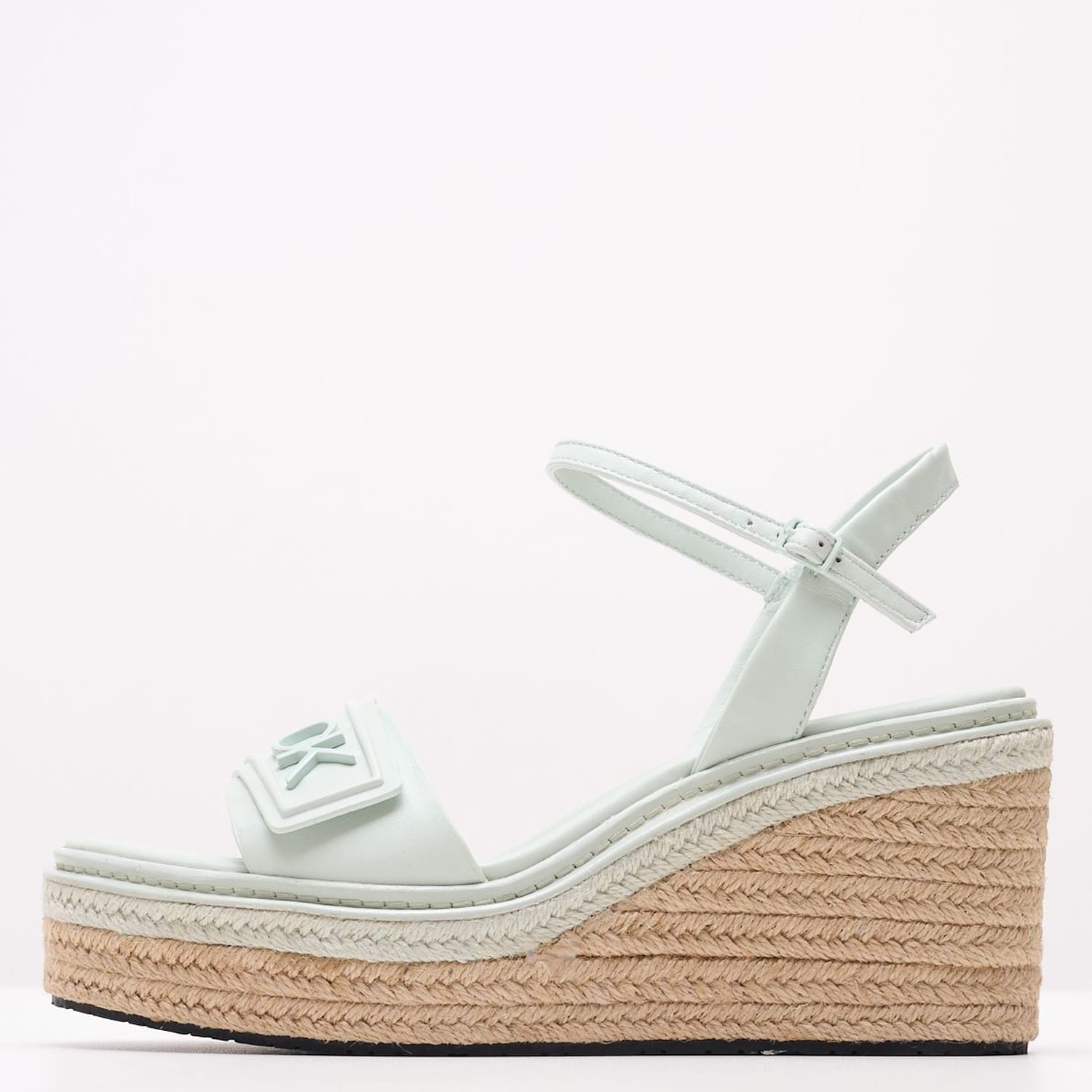 Women Platforms High Wedge.Relock Green Leather Calvin Klein
