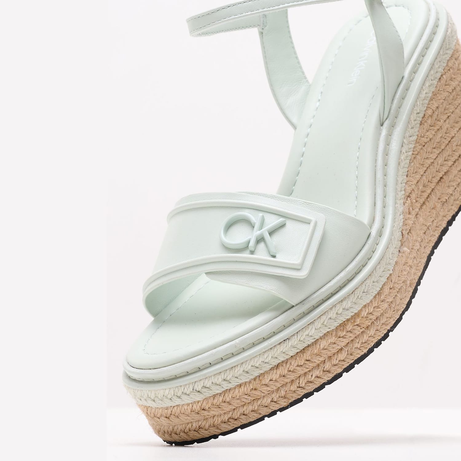 Women Platforms High Wedge.Relock Green Leather Calvin Klein