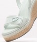 Women Platforms High Wedge.Relock Green Leather Calvin Klein