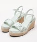 Women Platforms High Wedge.Relock Green Leather Calvin Klein