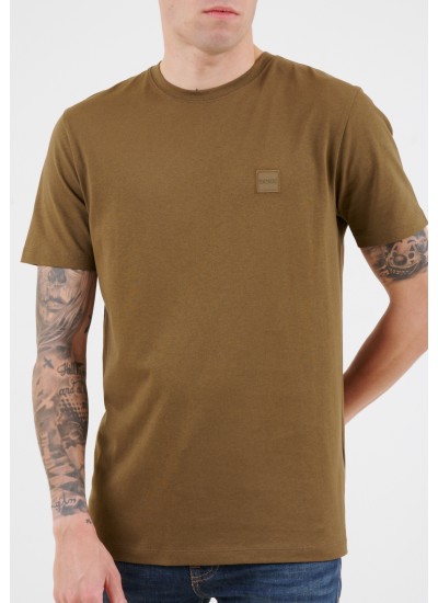 Men T-Shirts Tales.Jr Khaki Cotton Boss