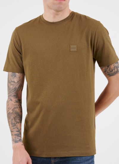 Men T-Shirts L1212.S Beige Cotton Lacoste