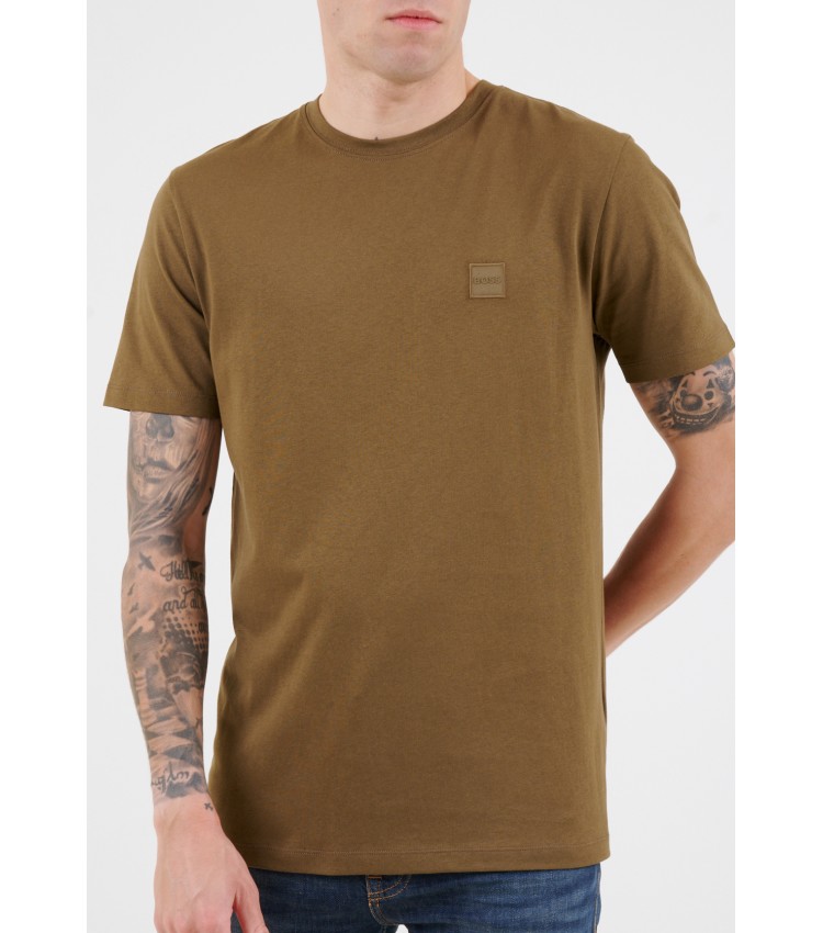 Men T-Shirts Tales.Jr Khaki Cotton Boss