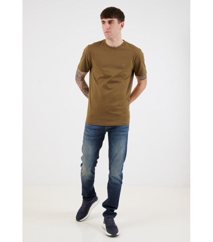 Men T-Shirts Tales.Jr Khaki Cotton Boss