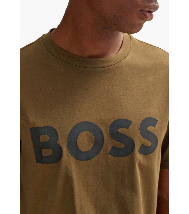 Men T-Shirts Thinking.1B Khaki Cotton Boss